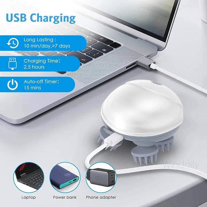 Smart Electric Scalp & Head Massager | Deep Tissue Kneading Therapy