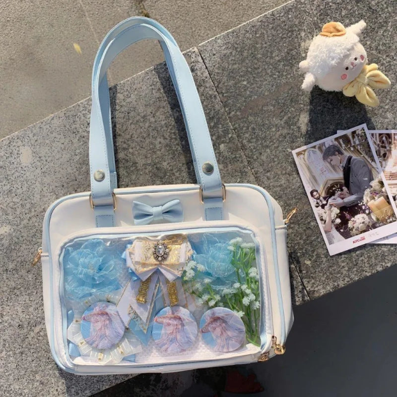 Y2K bow clear ita bag kawaii messenger display bag detail photo 4