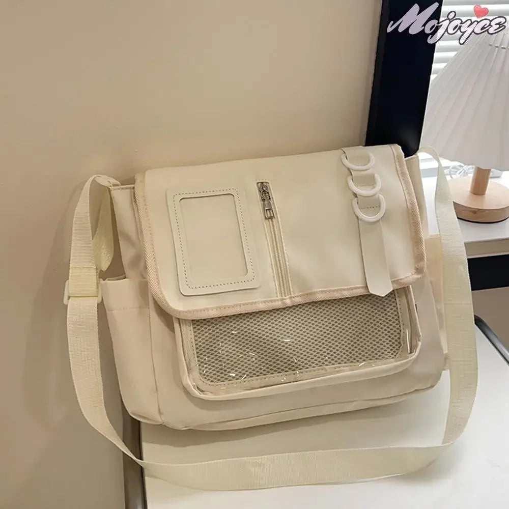 Y2K clear itabag crossbody bag with pin display window detail photo 5