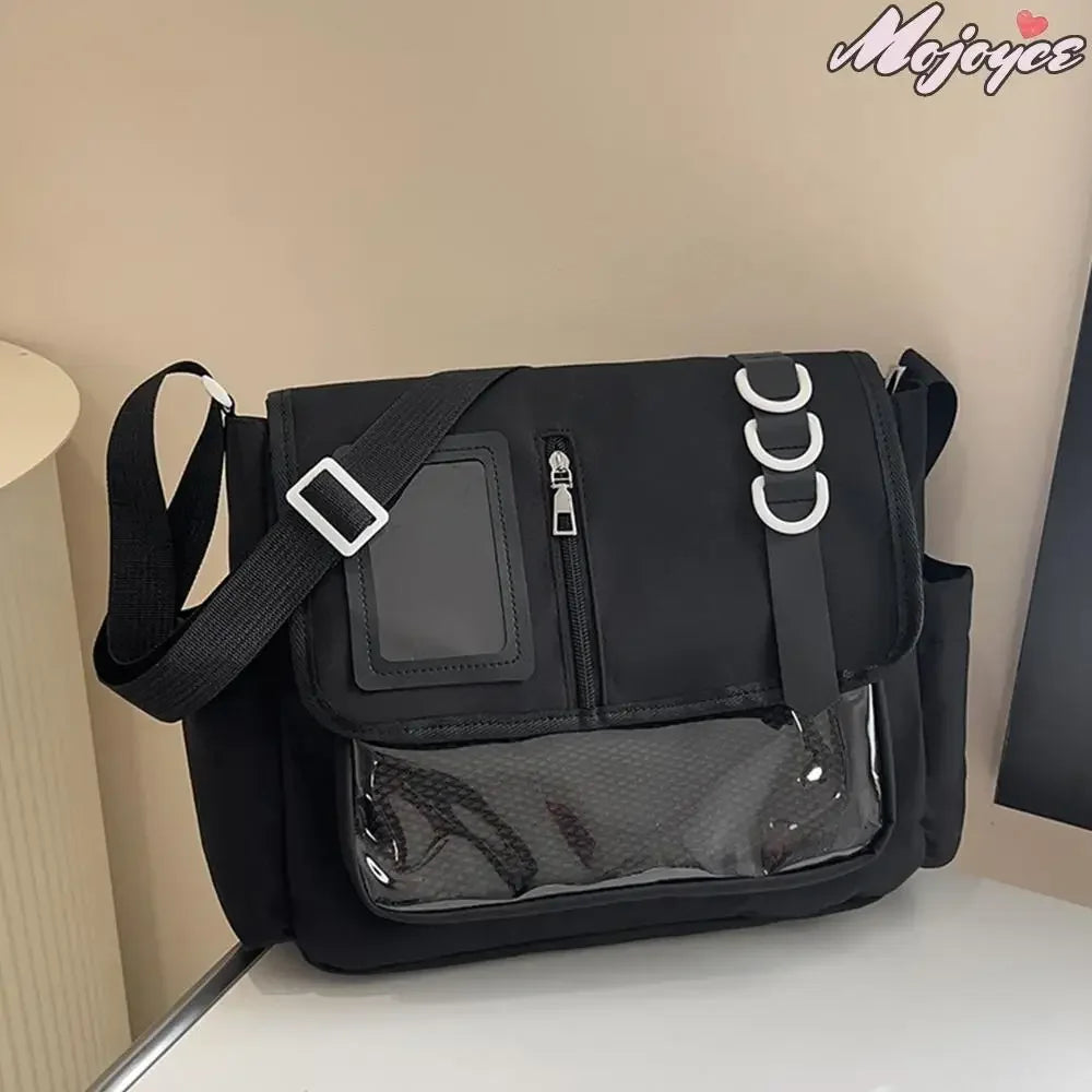 Y2K clear itabag crossbody bag with pin display window detail photo 2