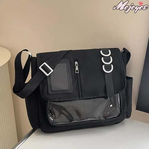 Y2K clear itabag crossbody bag with pin display window detail photo 2