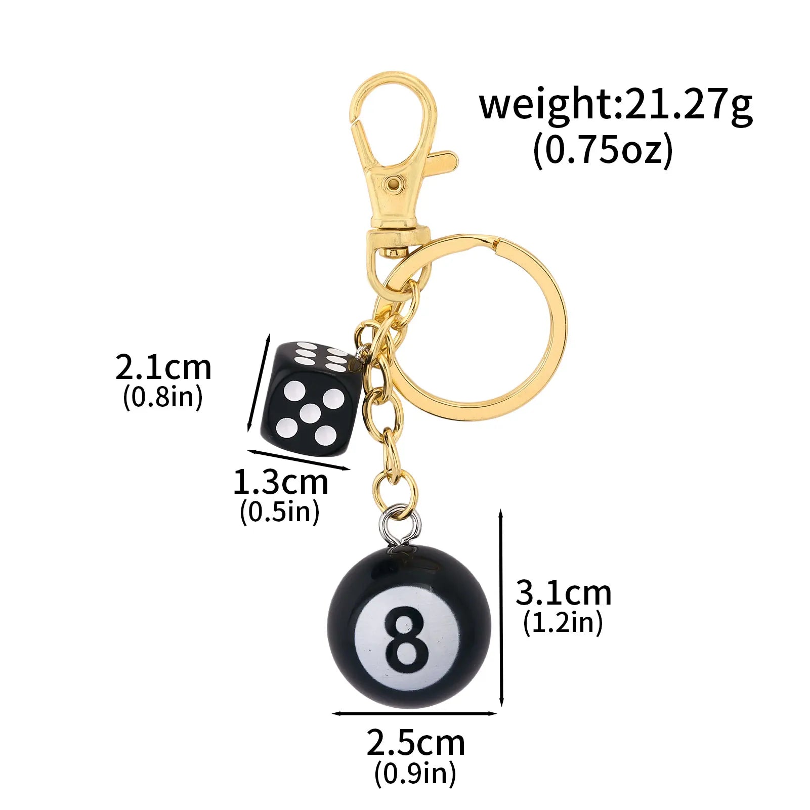 Y2K 8 ball and dice keychain punk bag charm detail photo 11
