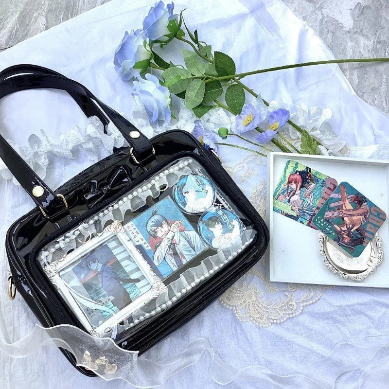 Y2K bow clear ita bag kawaii messenger display bag detail photo 5