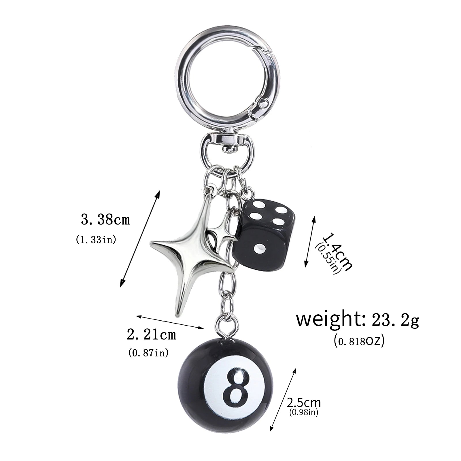 Y2K 8 ball and dice keychain punk bag charm detail photo 10
