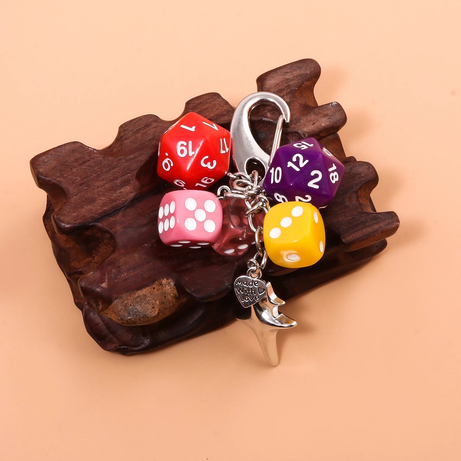 Y2K 8 ball and dice keychain punk bag charm detail photo 4