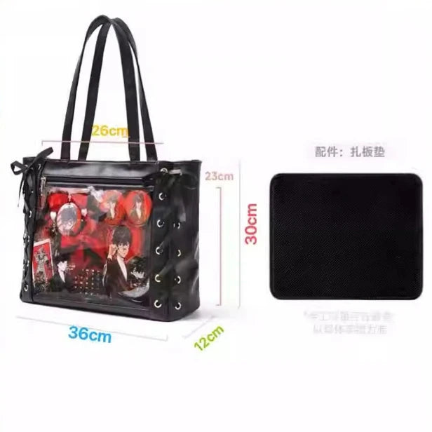 Y2K ribbon clear ita bag sweet girl display tote detail photo 5