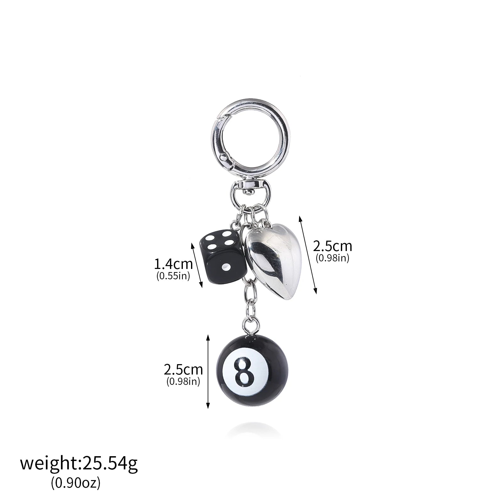 Y2K 8 ball and dice keychain punk bag charm detail photo 8