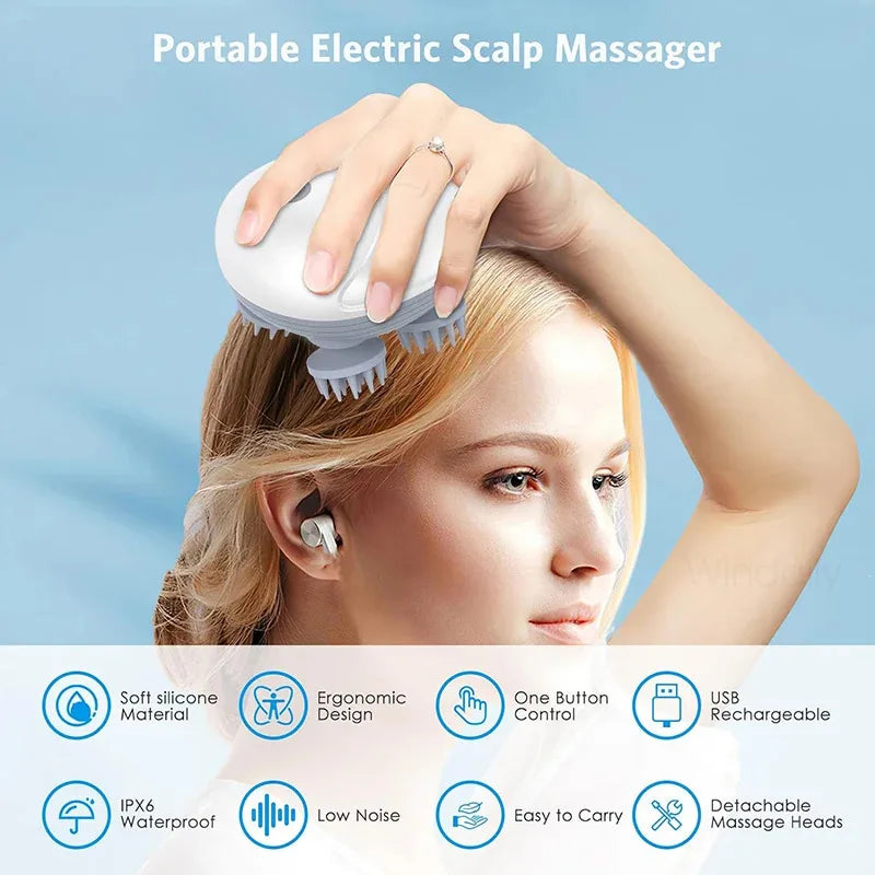 Smart Electric Scalp & Head Massager | Deep Tissue Kneading Therapy