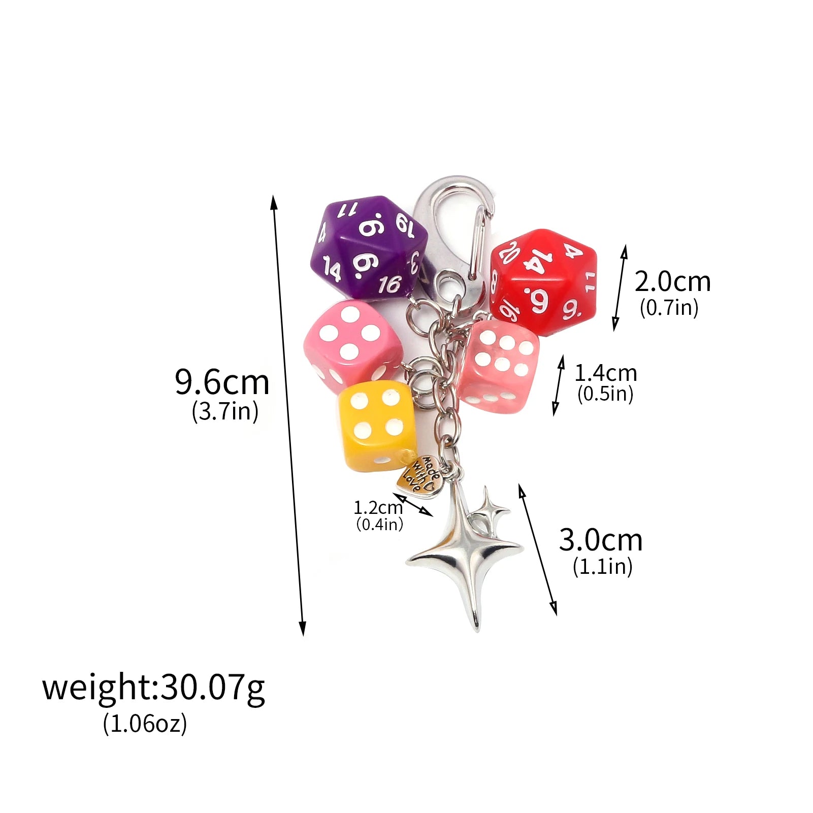 Y2K 8 ball and dice keychain punk bag charm detail photo 9