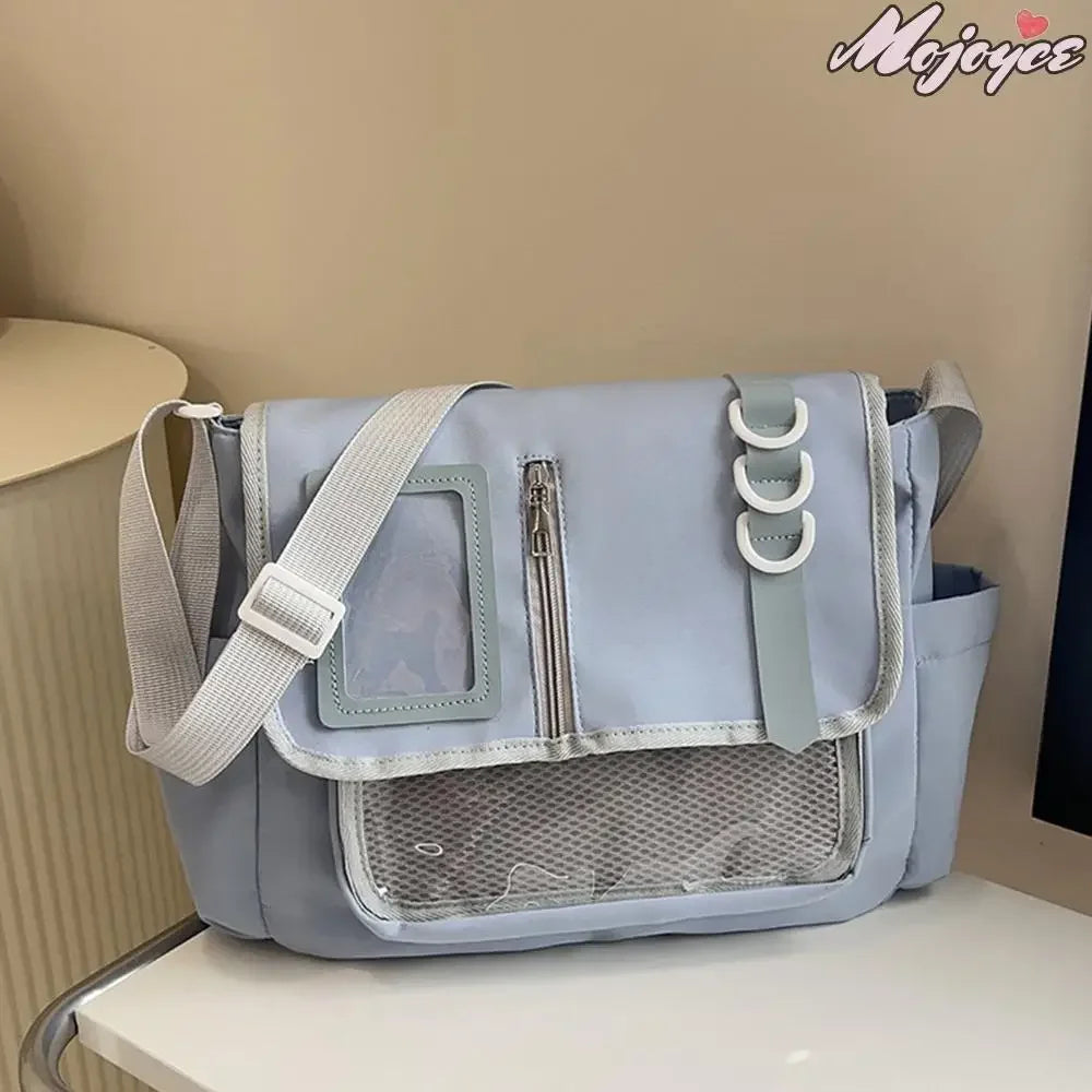 Y2K clear itabag crossbody bag with pin display window detail photo 4