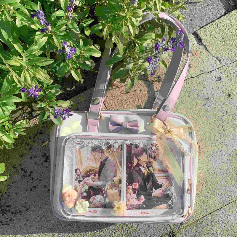 Y2K bow clear ita bag kawaii messenger display bag detail photo 6