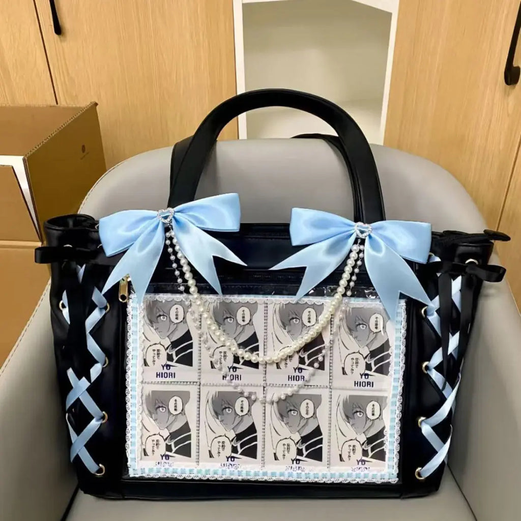 Y2K ribbon clear ita bag sweet girl display tote detail photo 7