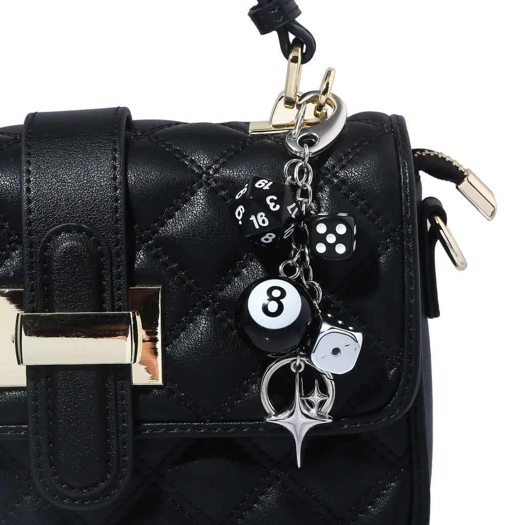 Y2K 8 ball and dice keychain punk bag charm detail photo 3