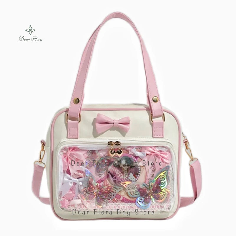 Y2K bow clear ita bag kawaii messenger display bag detail photo 10