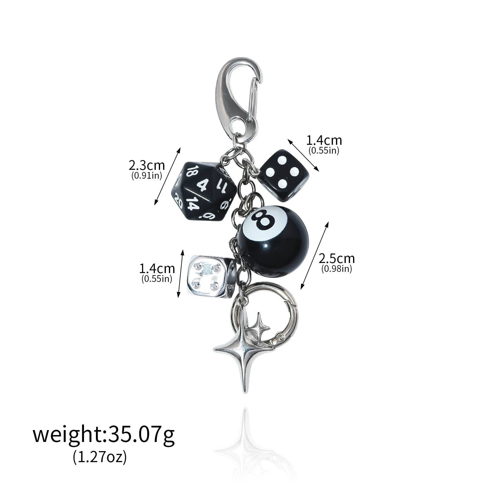 Y2K 8 ball and dice keychain punk bag charm detail photo 6