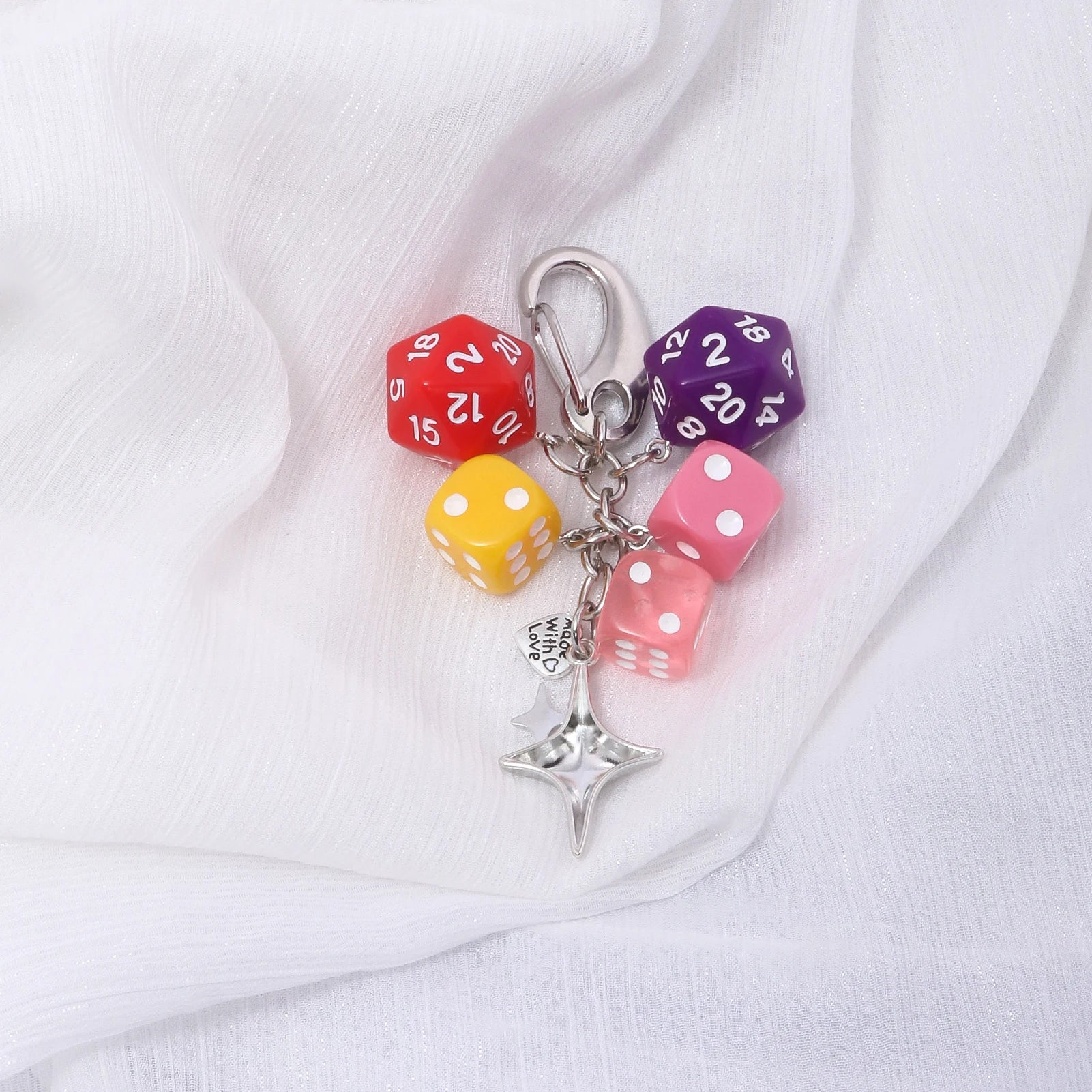 Y2K 8 ball and dice keychain punk bag charm detail photo 5