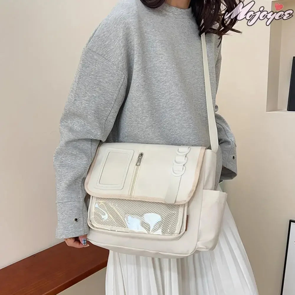 Y2K clear itabag crossbody bag with pin display window main product photo