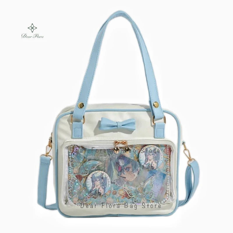 Y2K bow clear ita bag kawaii messenger display bag detail photo 7