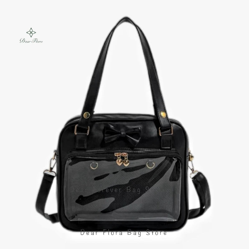 Y2K bow clear ita bag kawaii messenger display bag detail photo 8