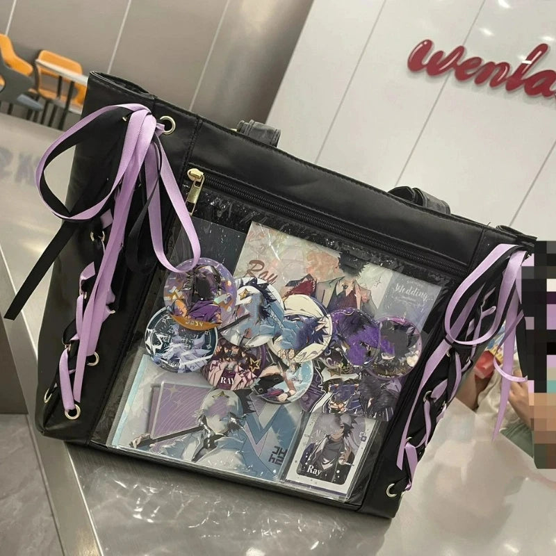 Y2K ribbon clear ita bag sweet girl display tote detail photo 6