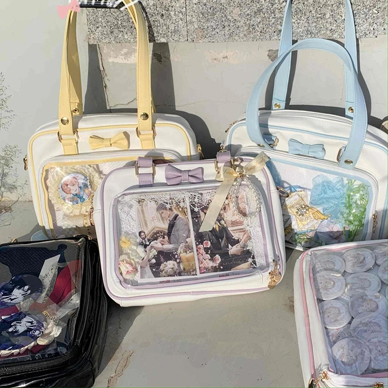 Y2K bow clear ita bag kawaii messenger display bag detail photo 2