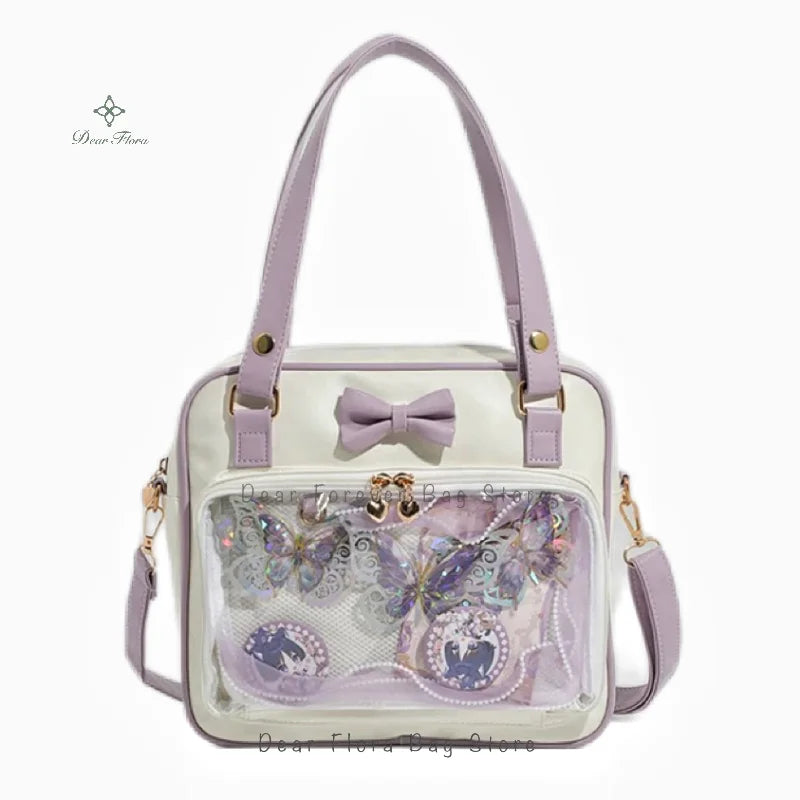 Y2K bow clear ita bag kawaii messenger display bag detail photo 9